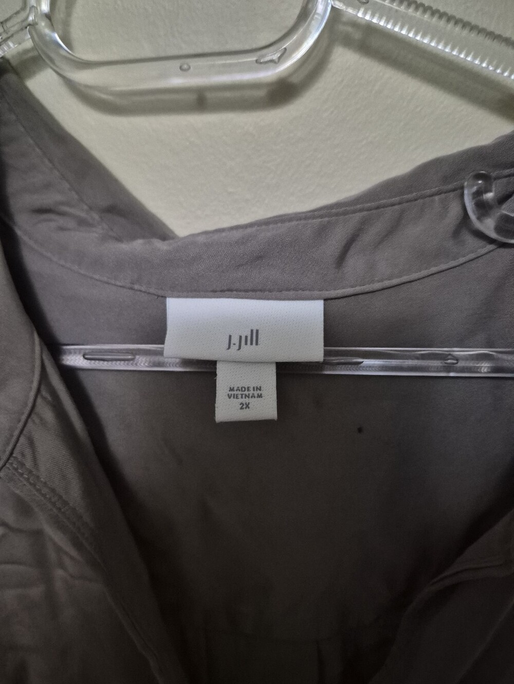 J. Jill Gray-Taupe Lightweight Button Front Top